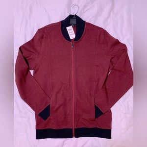 Alfani burgundy zip-up men’s sweater. NWT.